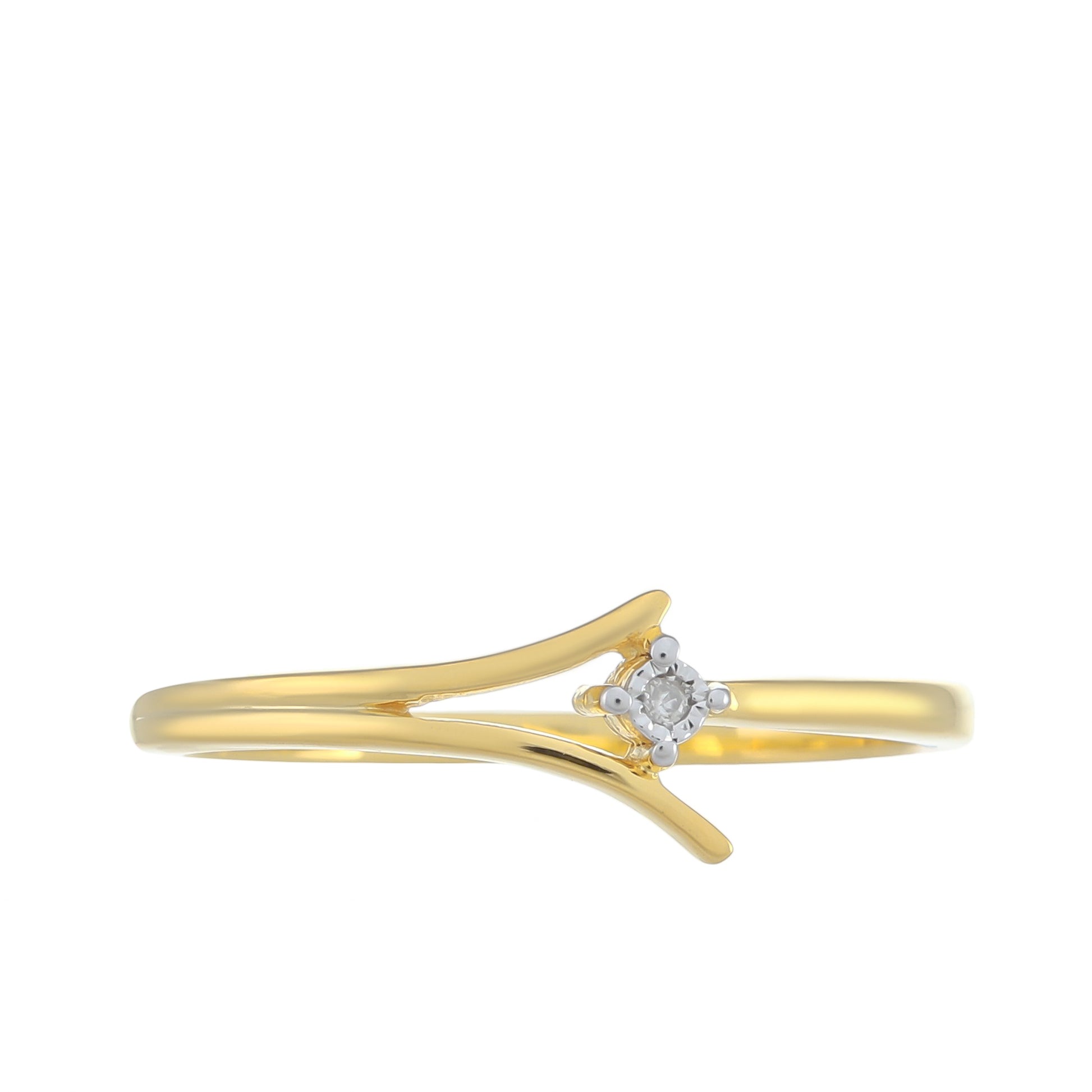 Anillo de Plata Bañada en Oro con Diamante blanco 1 