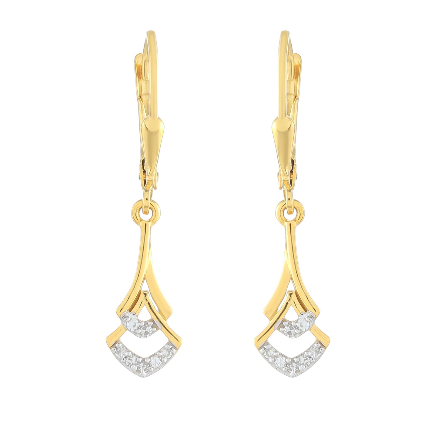 Pendientes de Plata Bañada en Oro con Diamante blanco