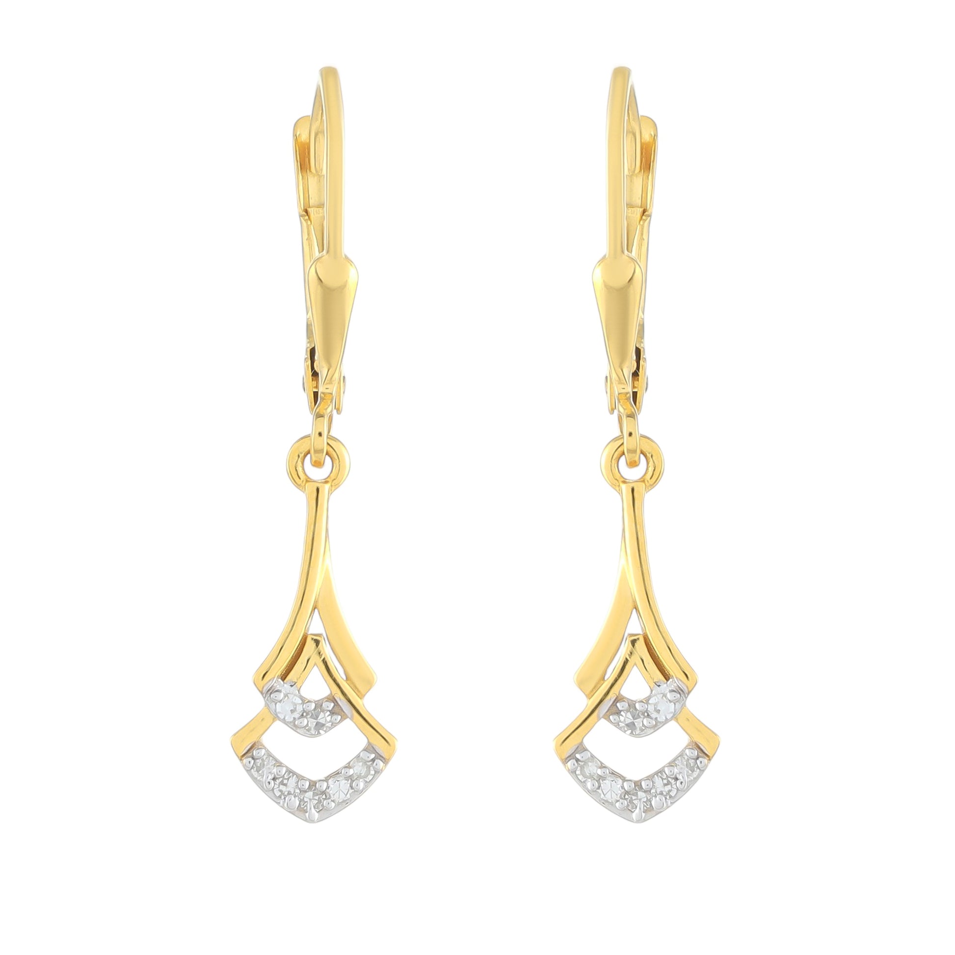 Pendientes de Plata Bañada en Oro con Diamante blanco 1 