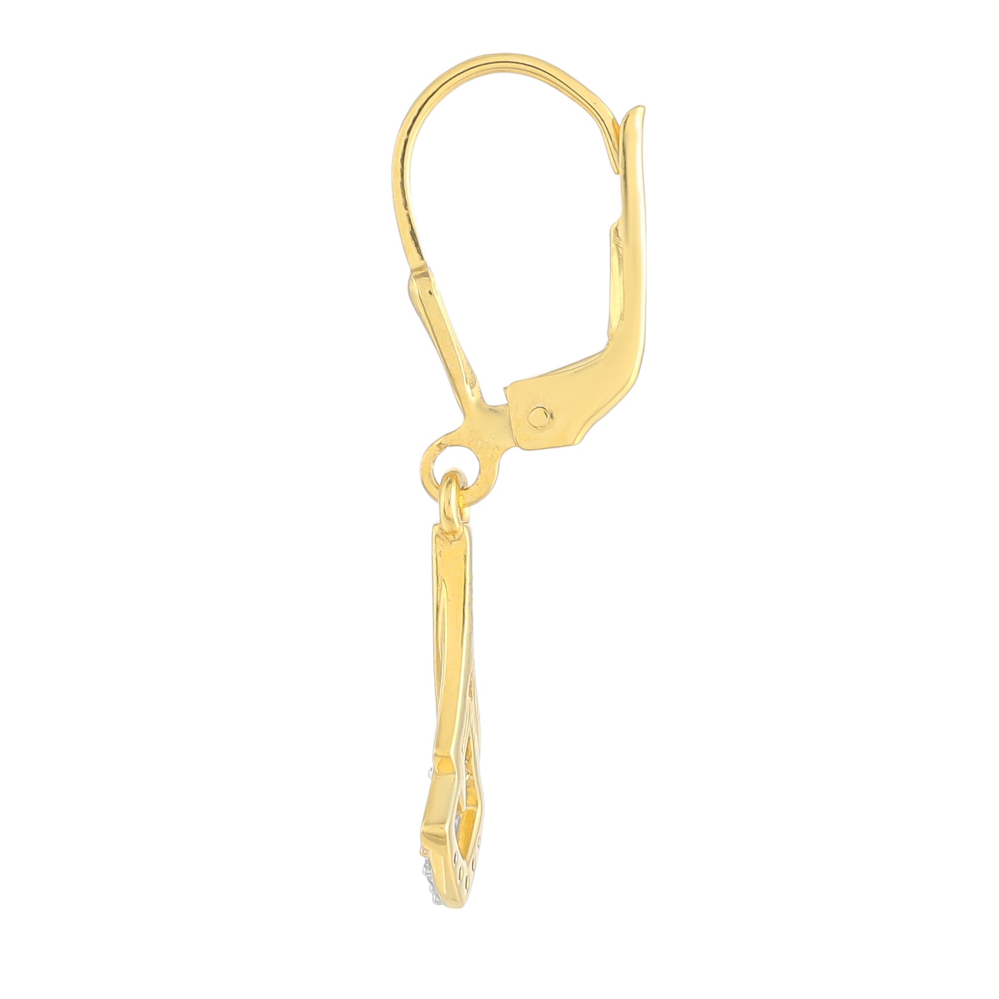 Pendientes de Plata Bañada en Oro con Diamante blanco 2 