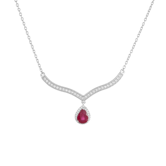 Collar de Plata con Rubí de Tailandia y Topacio Blanco