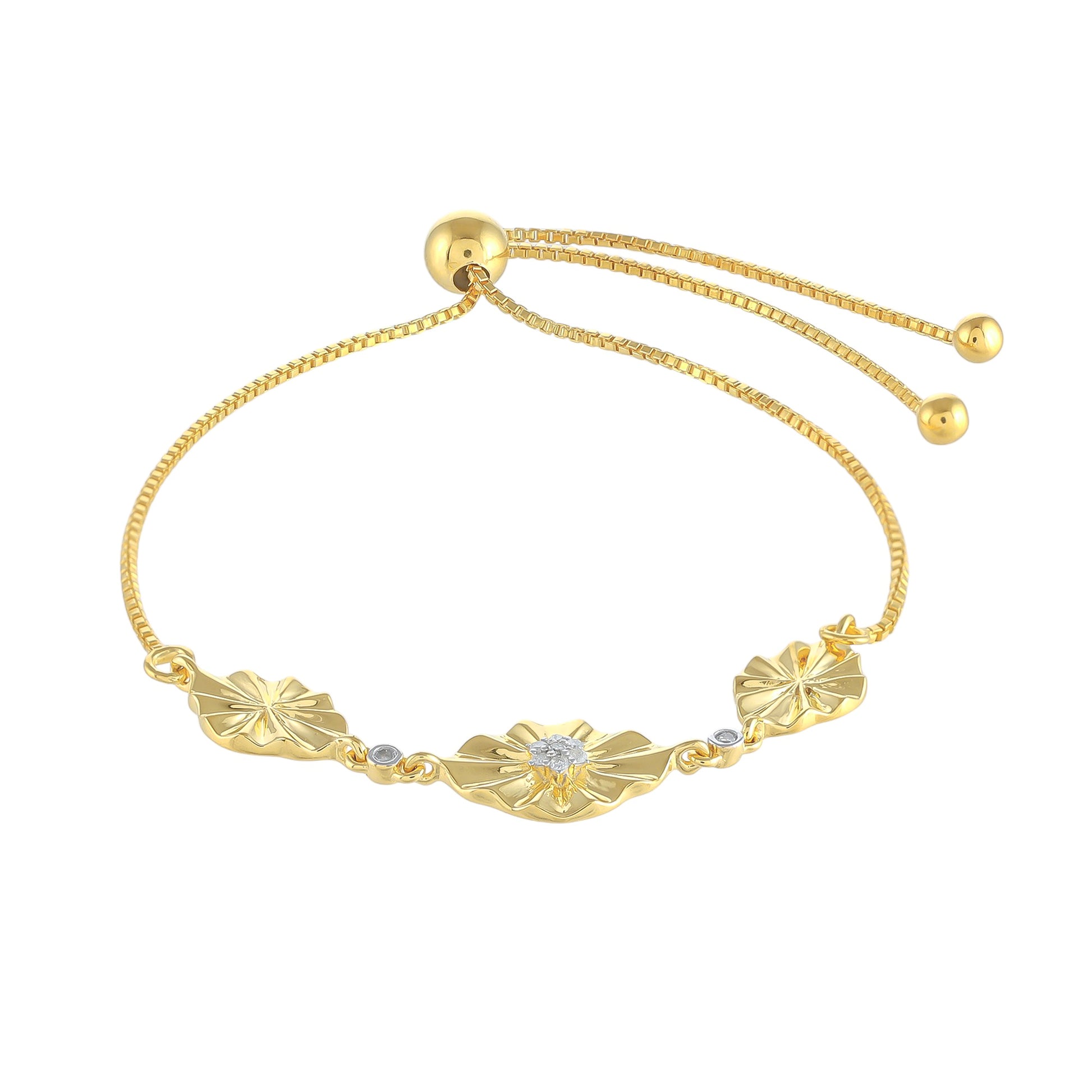 Pulsera de Plata Bañada en Oro con Diamante blanco 1 