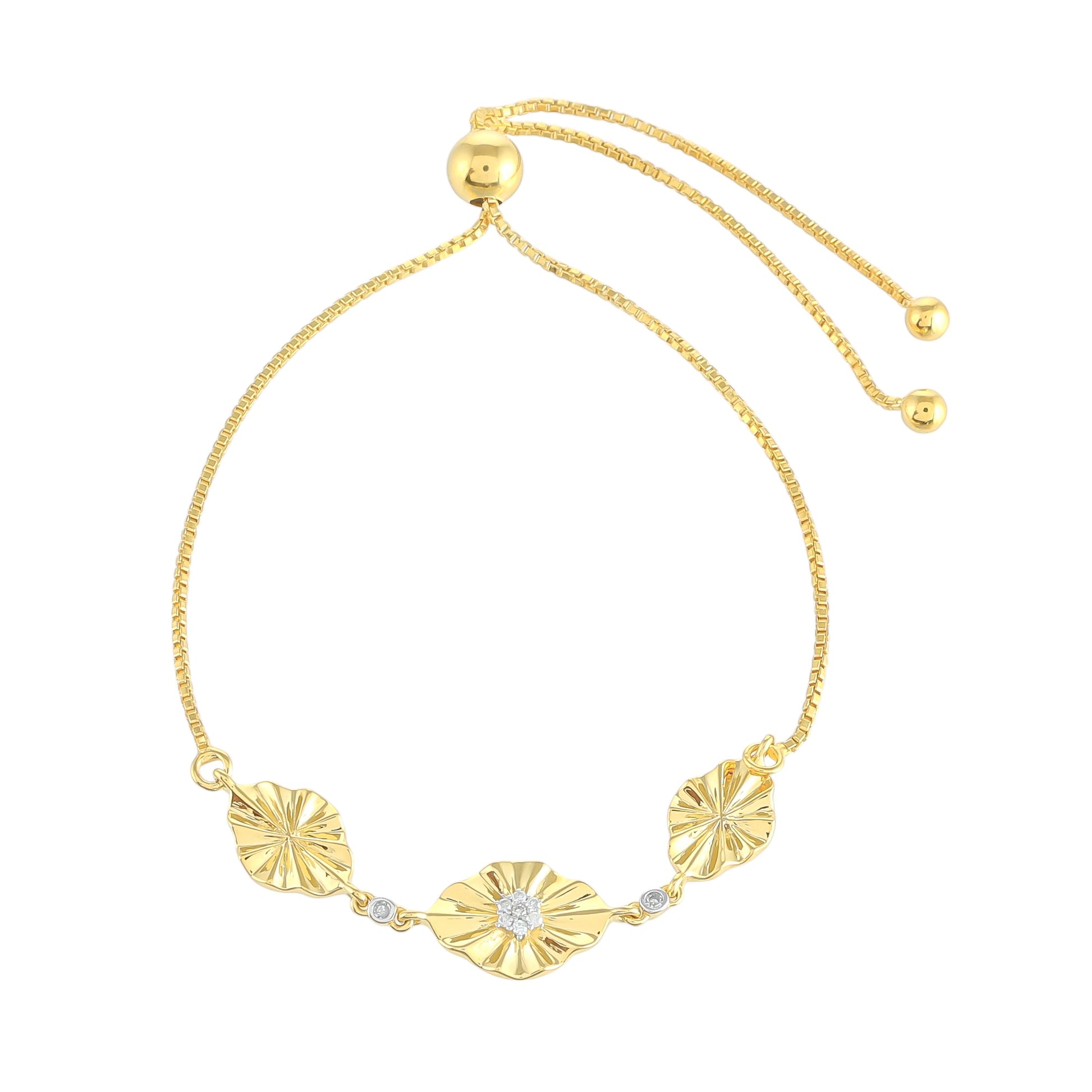 Pulsera de Plata Bañada en Oro con Diamante blanco 2 