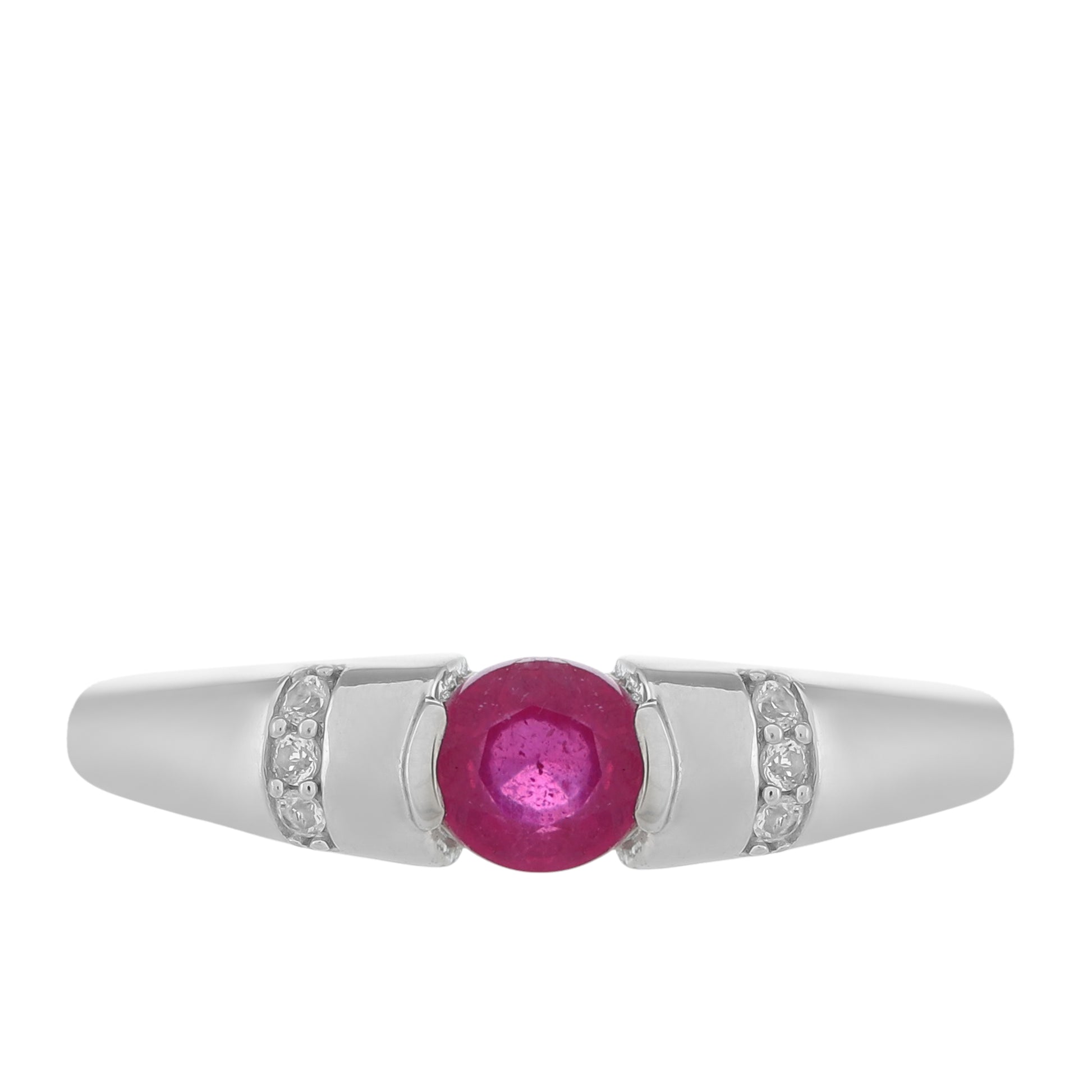 Anillo de Plata con Rubí de Tailandia y Topacio Blanco 1 