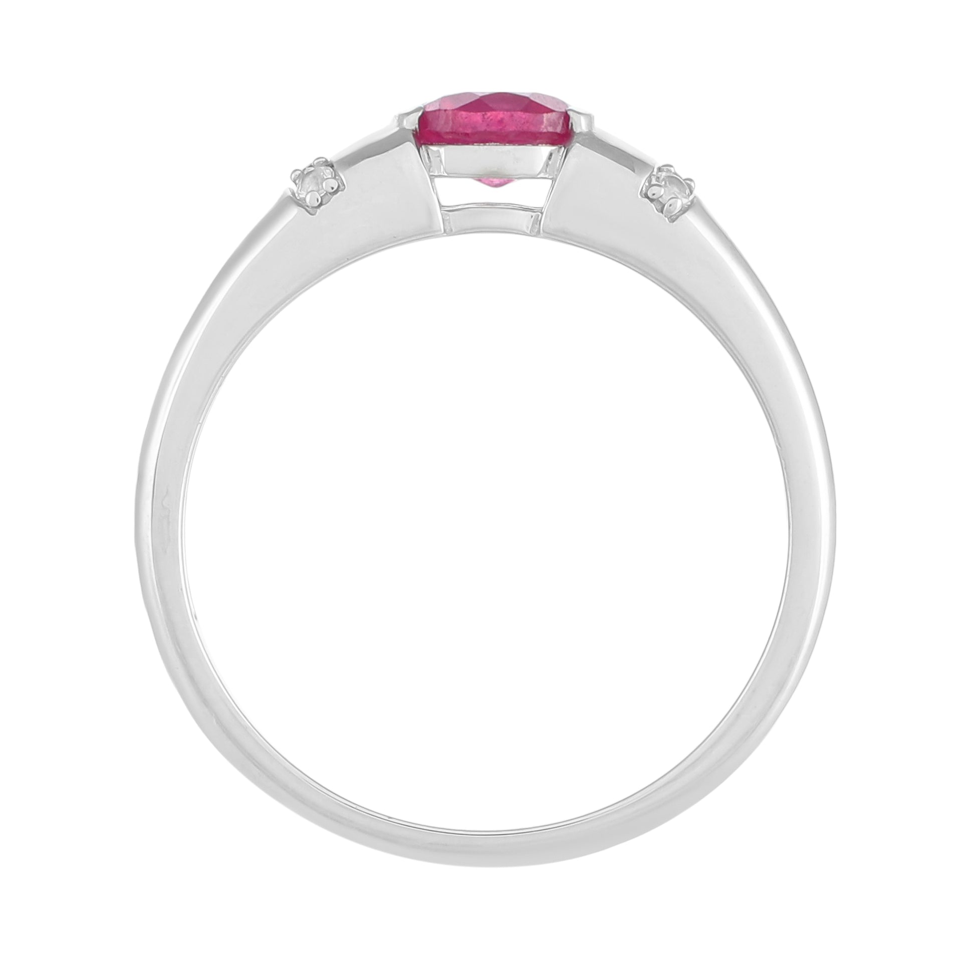 Anillo de Plata con Rubí de Tailandia y Topacio Blanco 3 