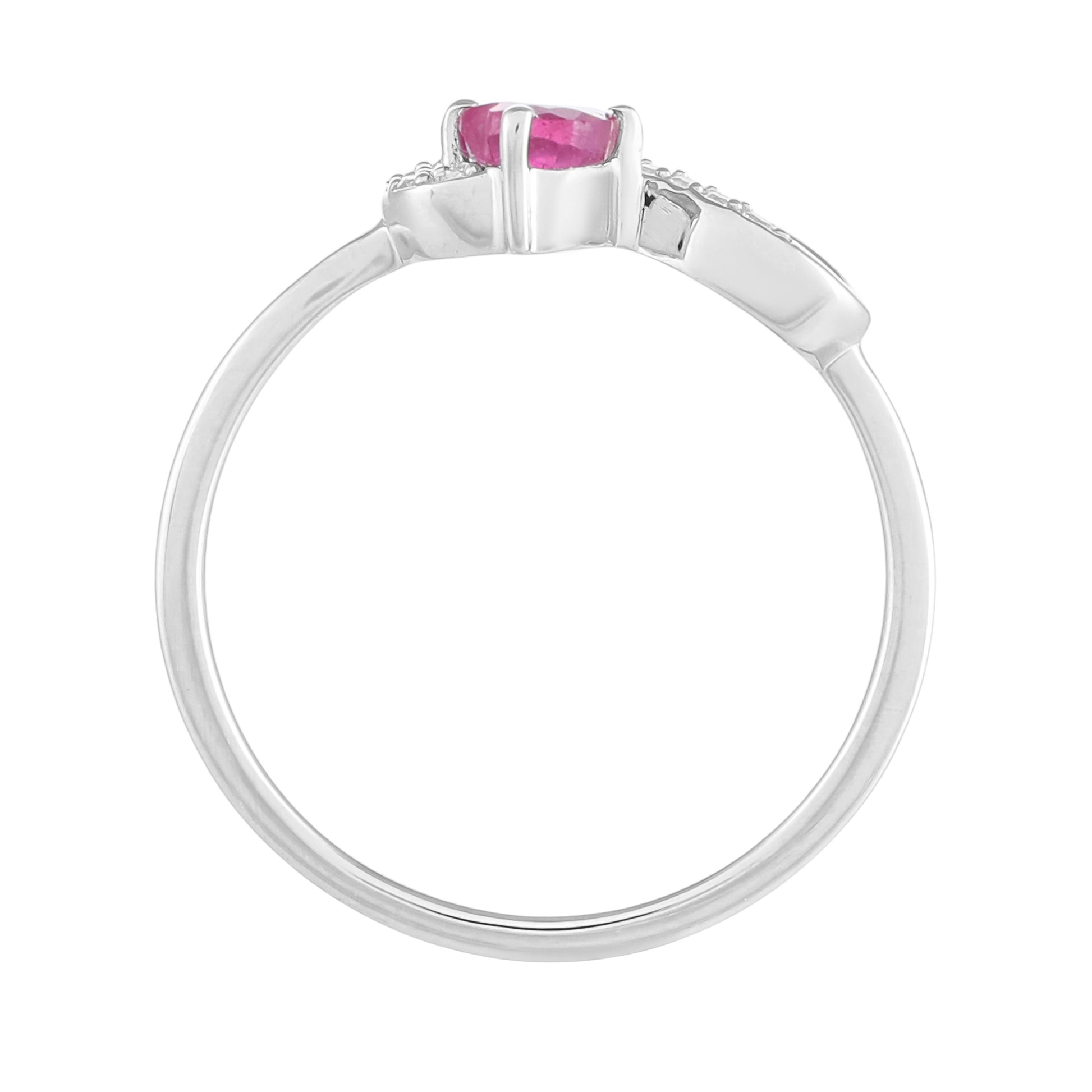 Anillo de Plata con Rubí de Tailandia y Topacio Blanco 4 