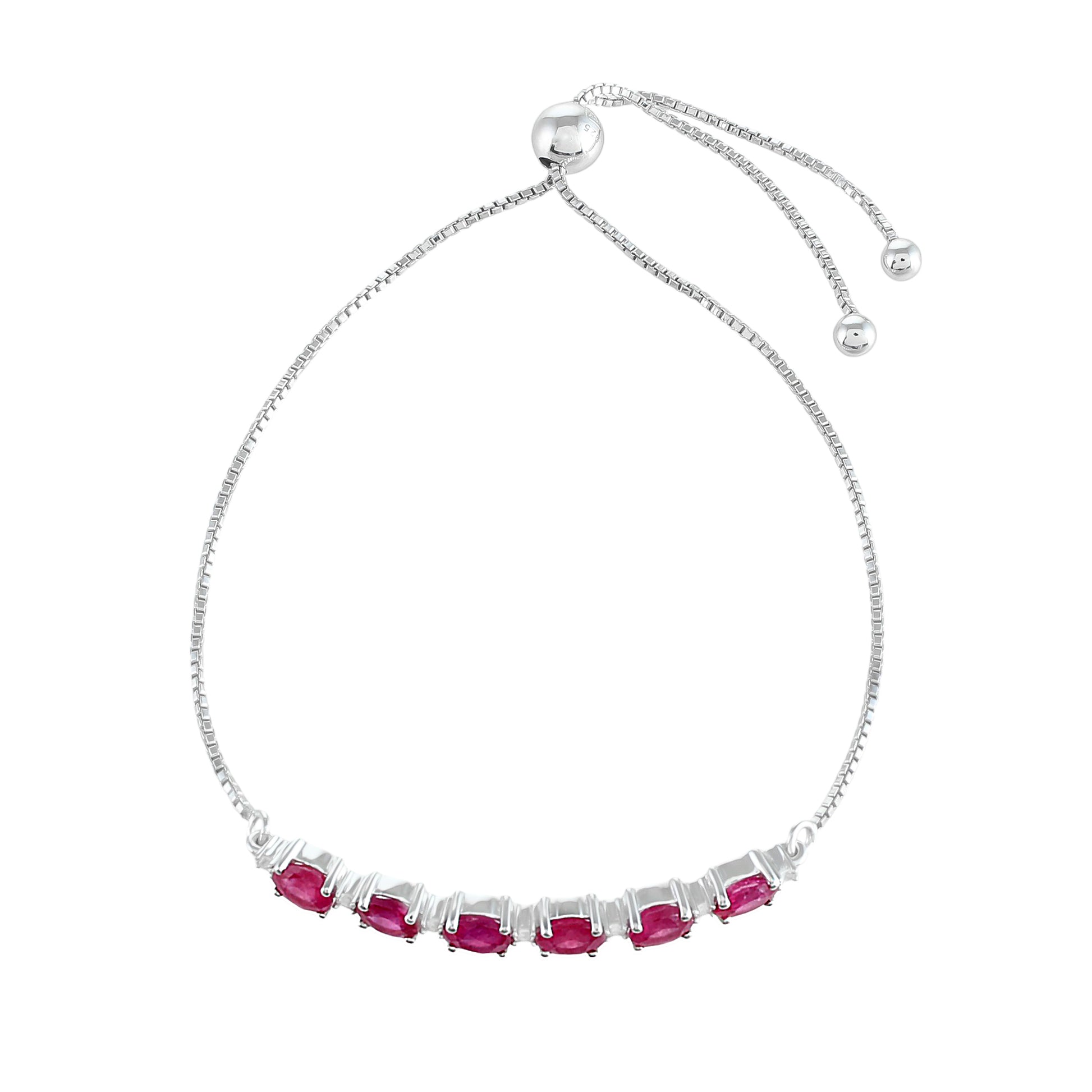 Pulsera de Plata con Rubí de Tailandia y Topacio Blanco 2 