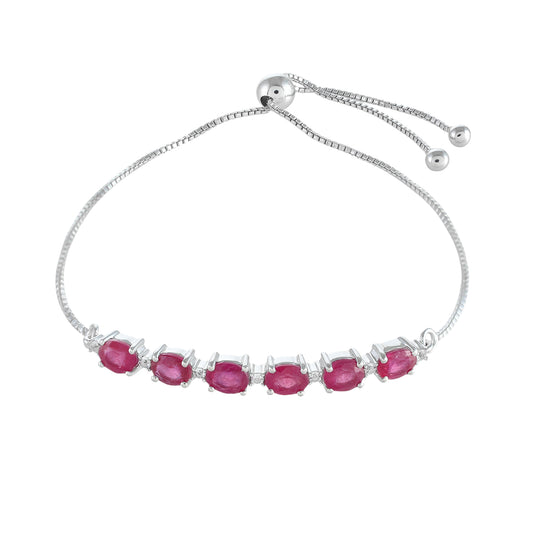 Pulsera de Plata con Rubí de Tailandia y Topacio Blanco