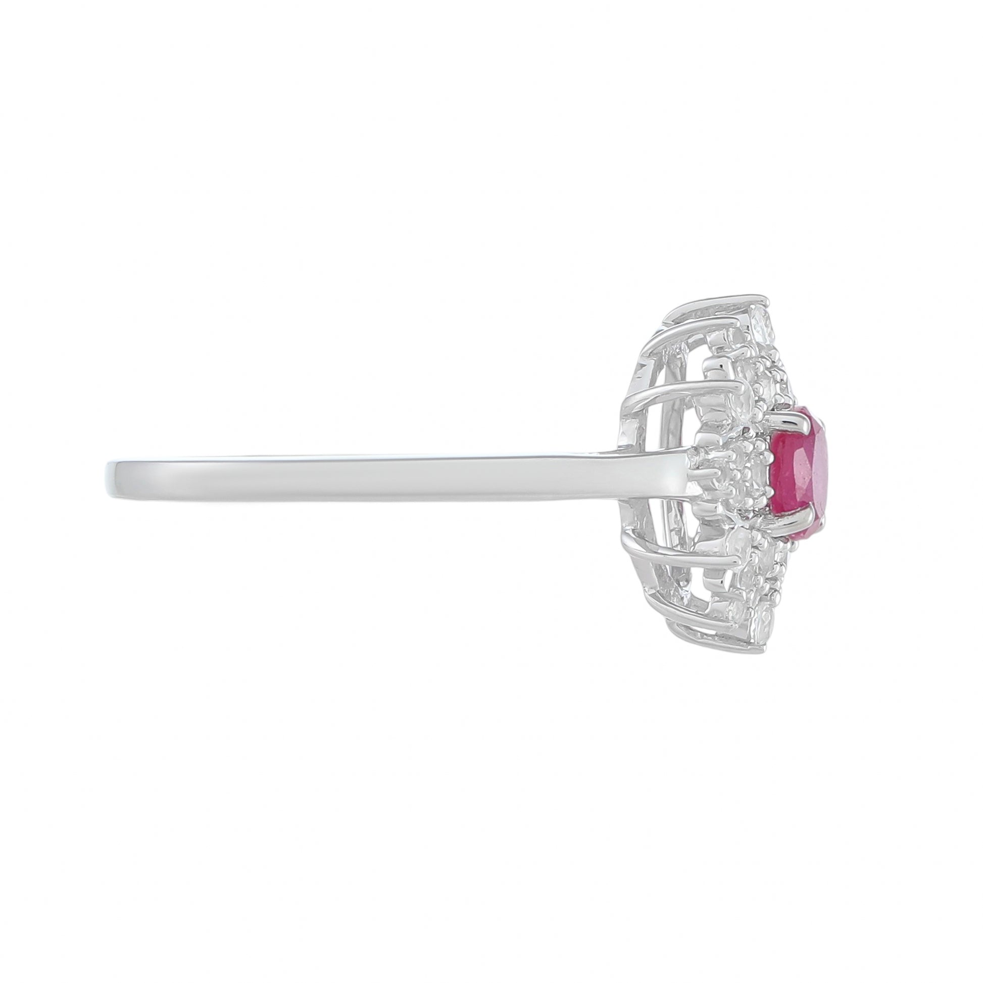 Anillo de Plata con Rubí de Tailandia y Topacio Blanco 2 