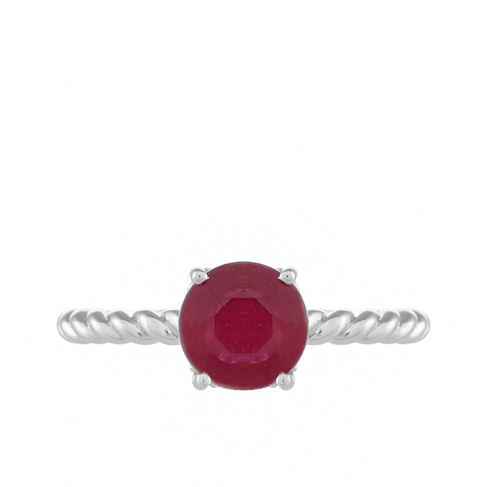 Anillo de Plata con Rubí de Tailandia y Topacio Blanco 1 