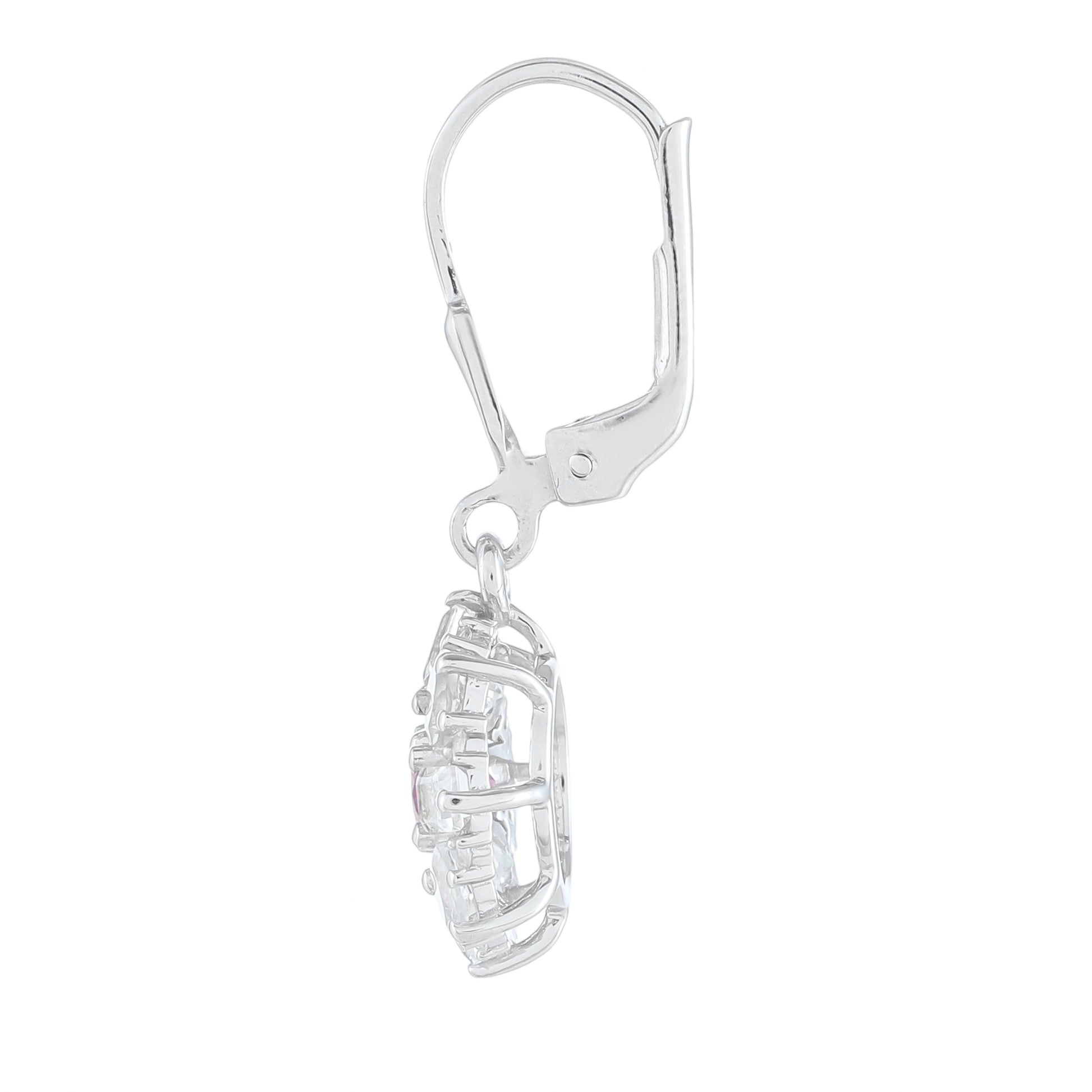 Pendientes de Plata con Rubí de Tailandia y Topacio Blanco 2 
