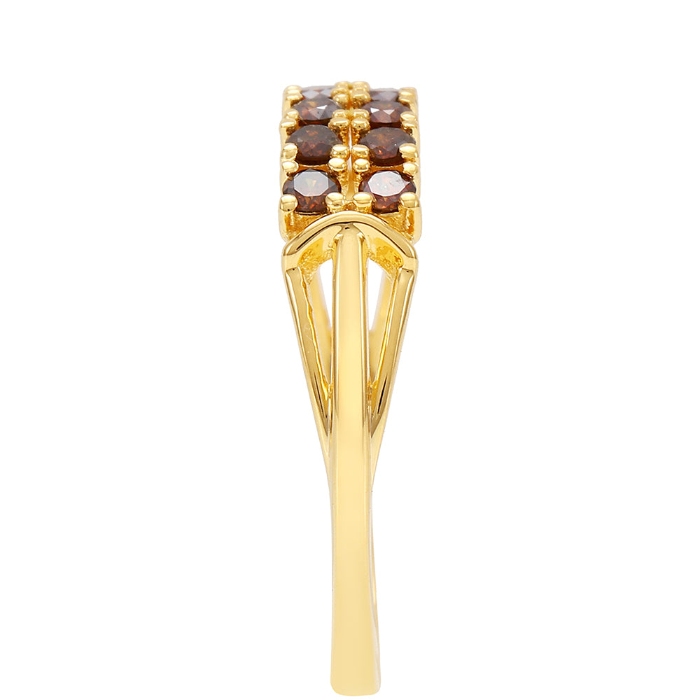 Anillo de Plata Bañada en Oro con Diamante Rojo 3 