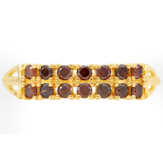 Anillo de Plata Bañada en Oro con Diamante Rojo