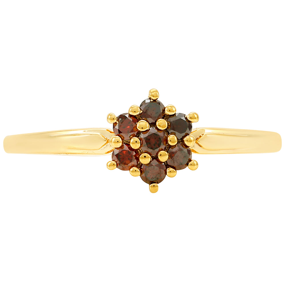 Anillo de Plata Bañada en Oro con Diamante Rojo 1 