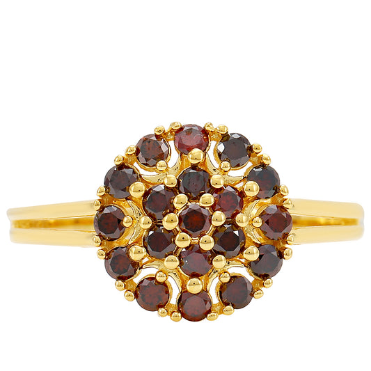 Anillo de Plata Bañada en Oro con Diamante Rojo