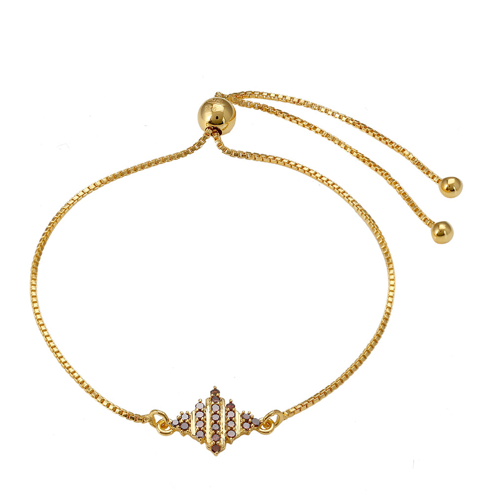 Pulsera de Plata Bañada en Oro con Diamante Rojo 1 