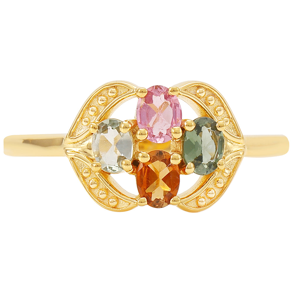 Anillo de Plata Bañada en Oro con Turmalina Arco Iris Pelmadulla 1 