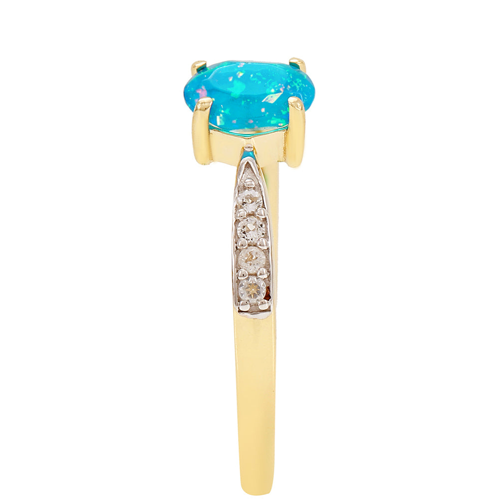 Anillo de Oro 9K con Ópalo Azul Paraiba de Etiopía y Topacio Blanco 3 