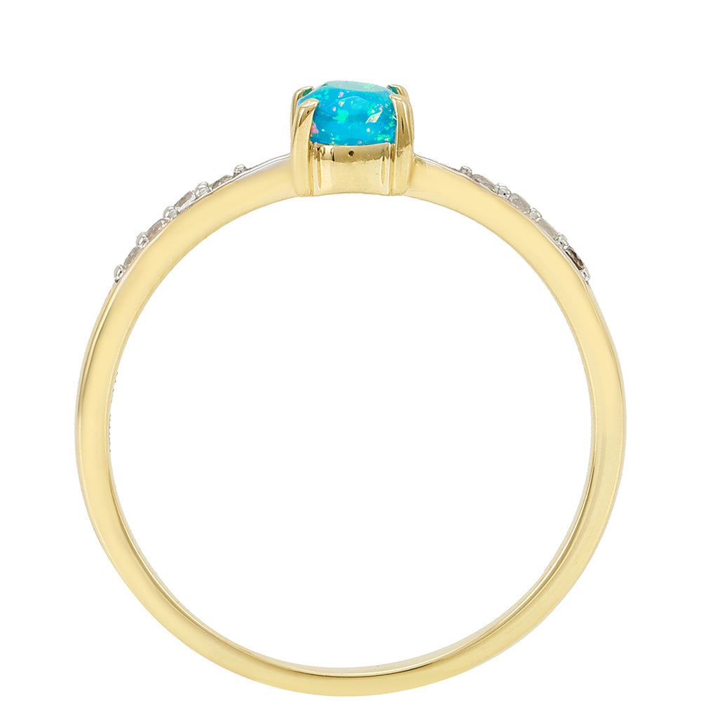 Anillo de Oro 9K con Ópalo Azul Paraiba de Etiopía y Topacio Blanco 4 