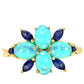 Anillo de Oro 9K con Ópalo Azul Paraiba de Etiopía y Zafiro Azul