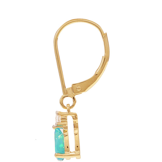 Pendientes de Oro 9K con Ópalo Azul Paraiba de Etiopía y Topacio Blanco