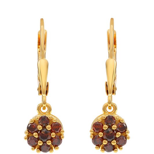 Pendientes de Plata Bañada en Oro con Diamante Rojo