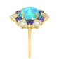 Anillo de Oro 9K con Ópalo Azul Paraiba de Etiopía y Zafiro Azul