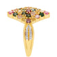 Anillo de Plata Bañada en Oro con Turmalina Arco Iris Pelmadulla y Topacio Blanco
