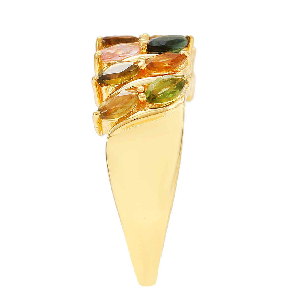 Anillo de Plata Bañada en Oro con Turmalina Arco Iris Pelmadulla 3 