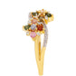 Anillo de Plata Bañada en Oro con Turmalina Arco Iris Pelmadulla y Topacio Blanco