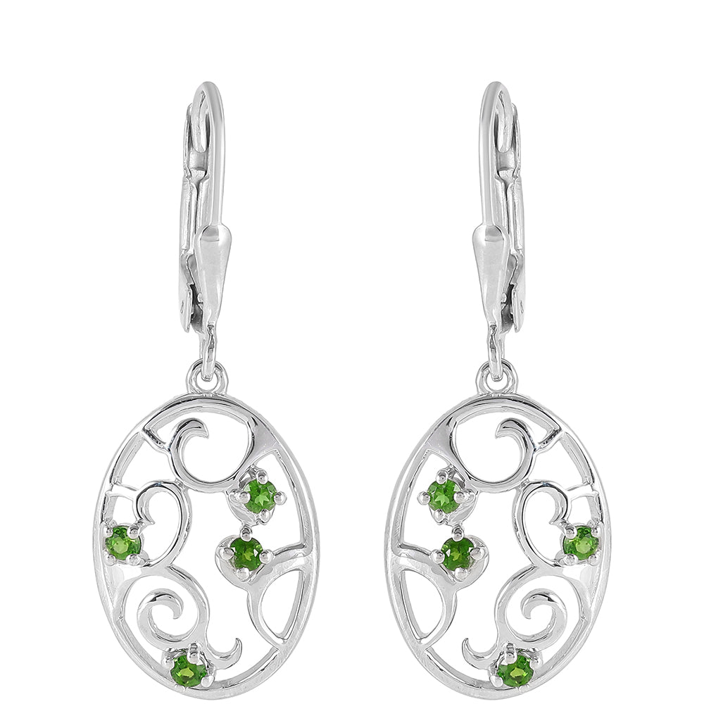 Pendientes de Plata con Diópsido de Cromo 1 