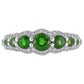 Anillo de Plata con Diópsido de Cromo y Topacio Blanco