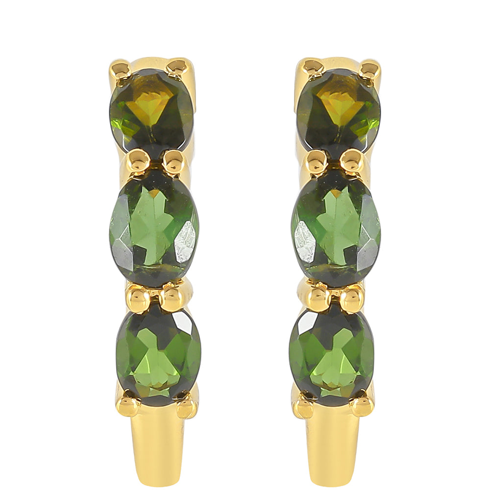 Pendientes de Plata Bañada en Oro con Turmalina Verde 1 