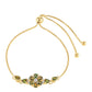 Pulsera de Plata Bañada en Oro con Turmalina Verde y Zircón natural