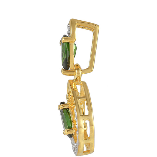 Colgante de Plata Bañada en Oro con Turmalina Verde y Zircón natural