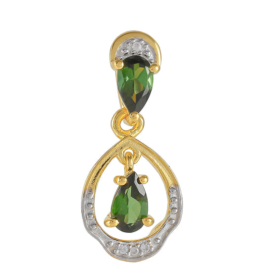 Colgante de Plata Bañada en Oro con Turmalina Verde y Zircón natural