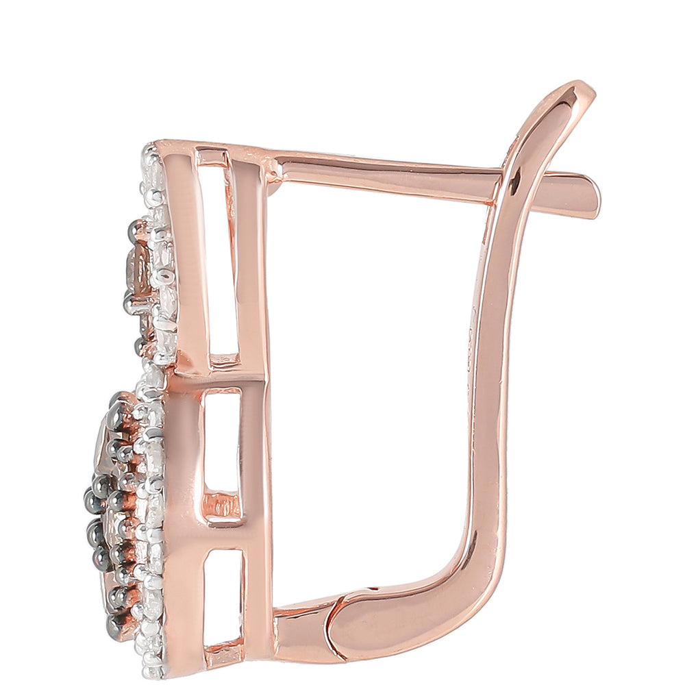 Pendientes de Plata Bañada en Oro Rosa con Diamante Champagne y Diamante blanco 4 