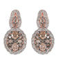 Pendientes de Plata Bañada en Oro Rosa con Diamante Champagne y Diamante blanco