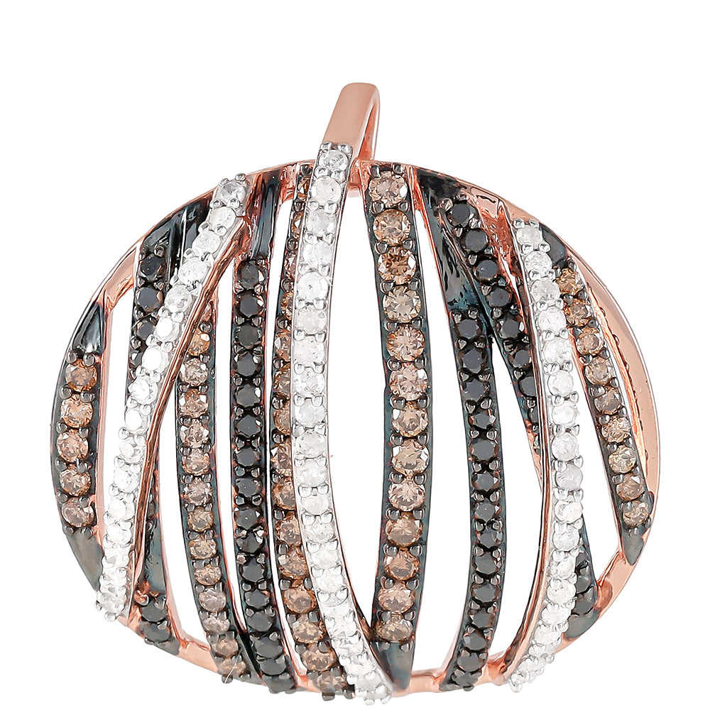 Colgante de Plata Bañada en Oro Rosa con Diamante Champagne y Diamante blanco 1 