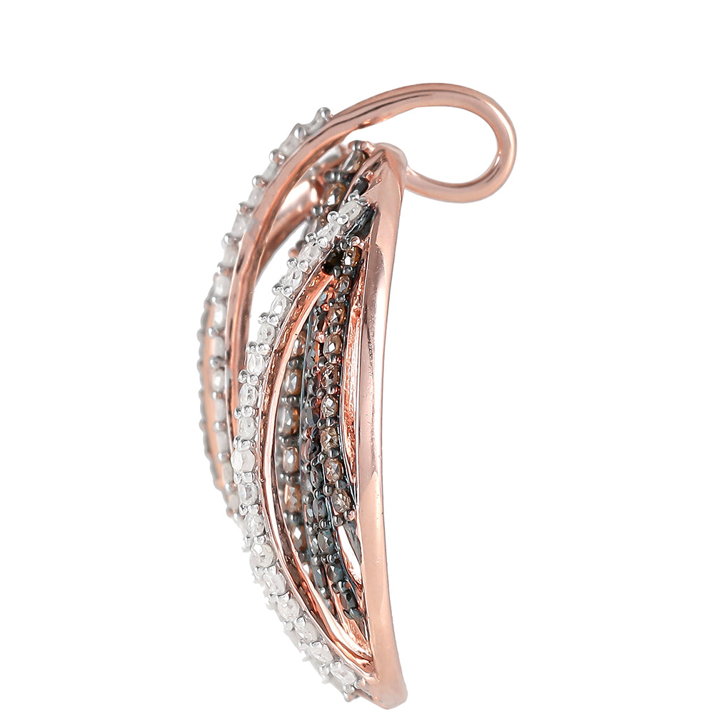 Colgante de Plata Bañada en Oro Rosa con Diamante Champagne y Diamante blanco 2 