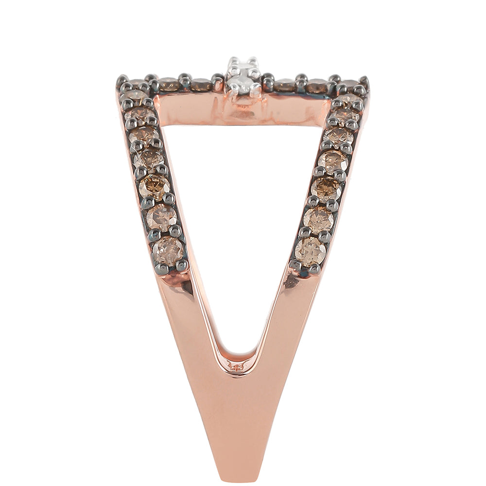 Anillo de Plata Bañada en Oro Rosa con Diamante Champagne y Diamante blanco 7 