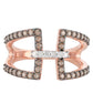 Anillo de Plata Bañada en Oro Rosa con Diamante Champagne y Diamante blanco