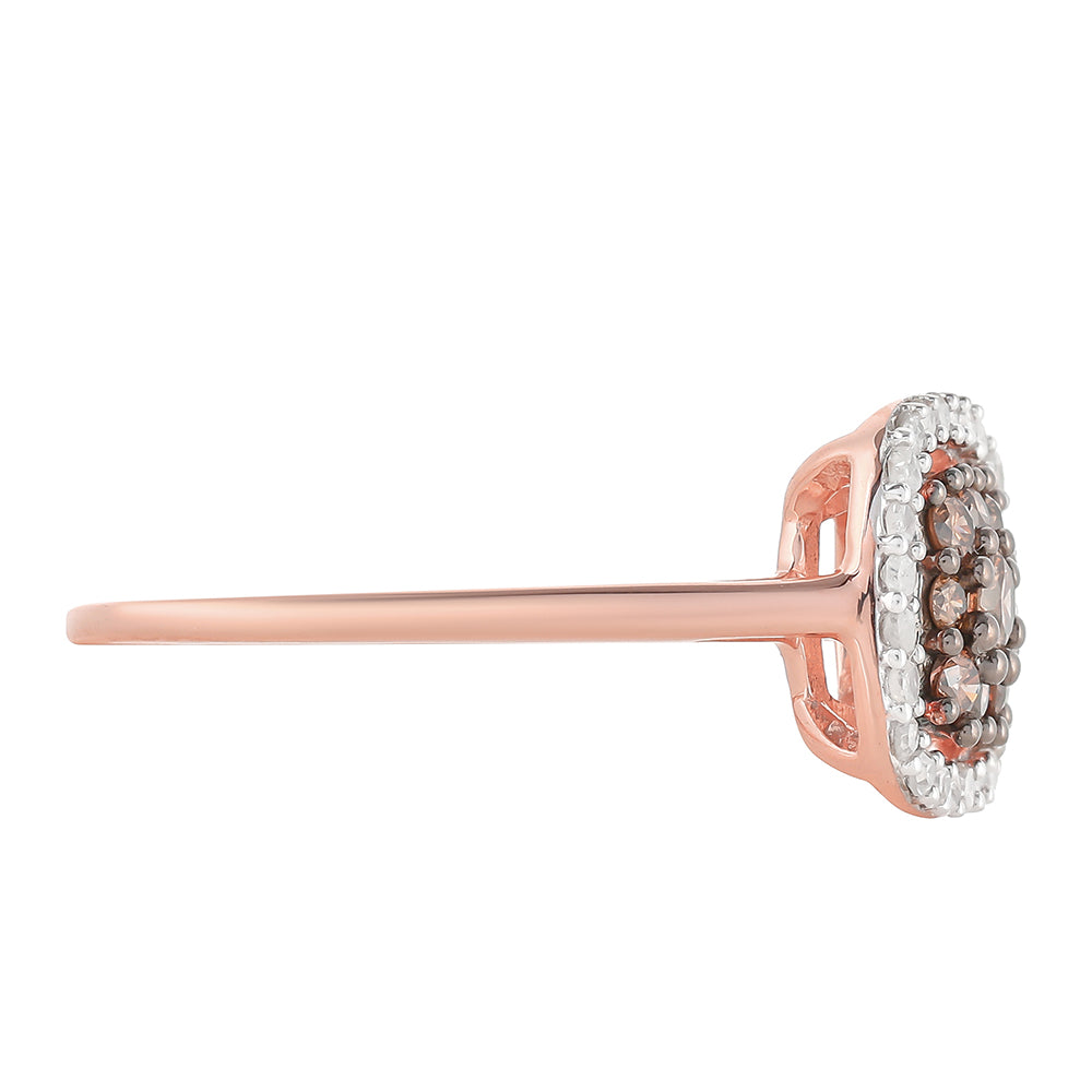 Anillo de Plata Bañada en Oro Rosa con Diamante Champagne y Diamante blanco 6 