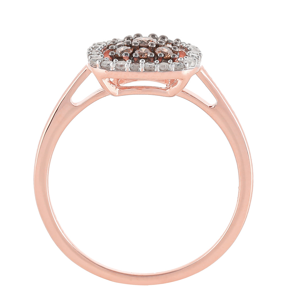 Anillo de Plata Bañada en Oro Rosa con Diamante Champagne y Diamante blanco 4 