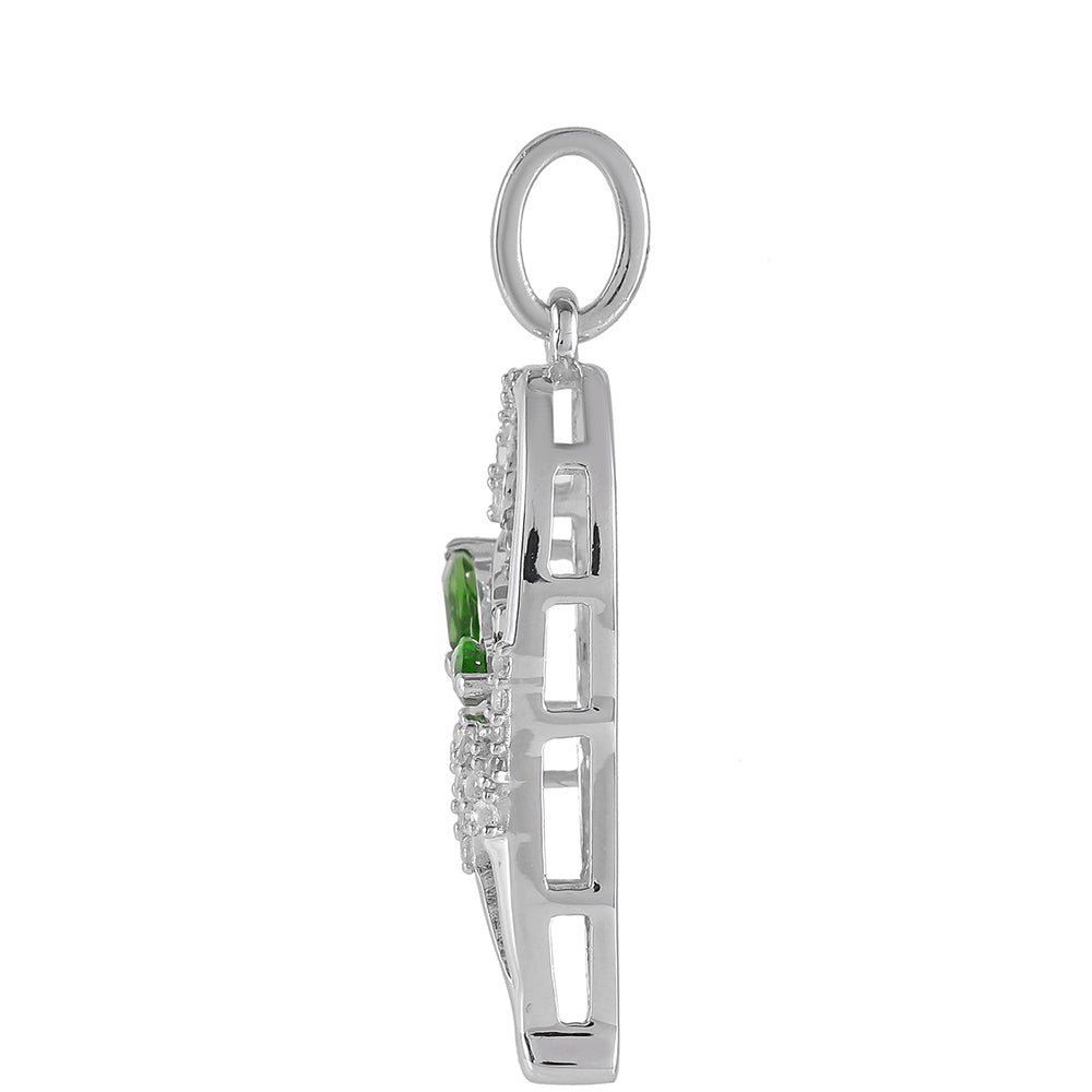 Colgante de Plata con Diópsido de Cromo y Topacio Blanco 2 