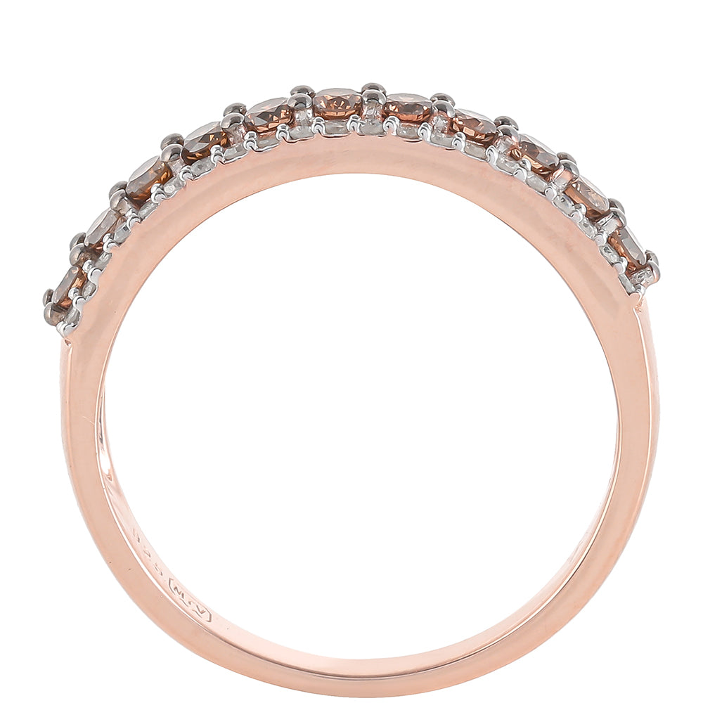 Anillo de Plata Bañada en Oro Rosa con Diamante Champagne y Diamante blanco 4 