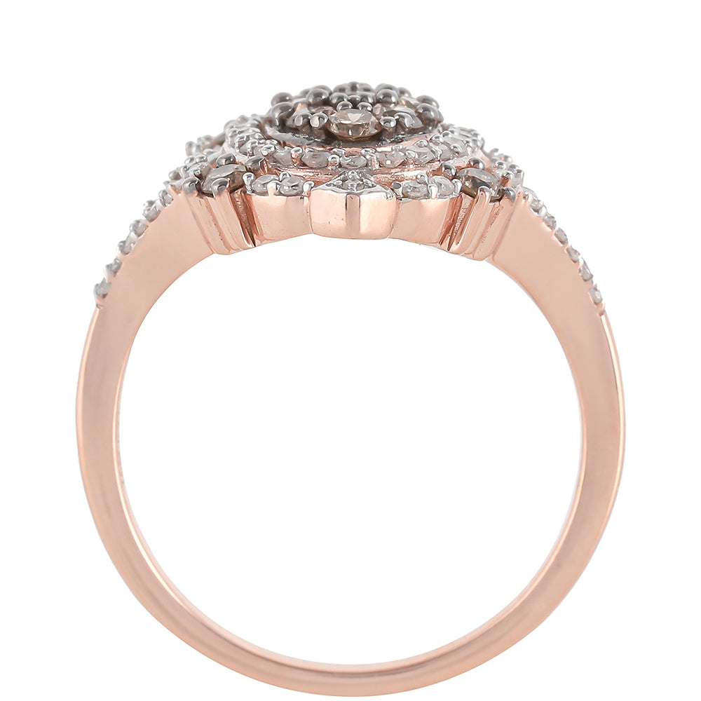 Anillo de Plata Bañada en Oro Rosa con Diamante Champagne y Diamante blanco 5 