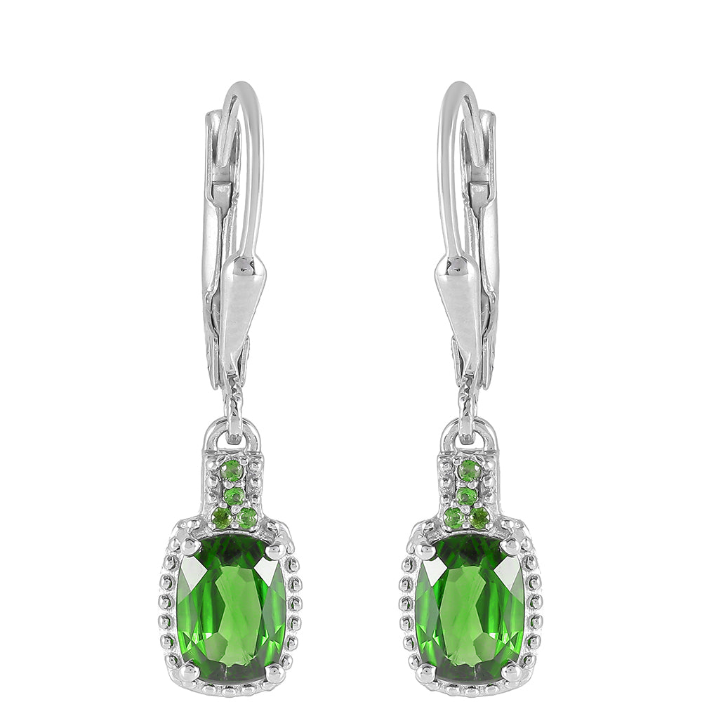 Pendientes de Plata con Diópsido de Cromo 1 