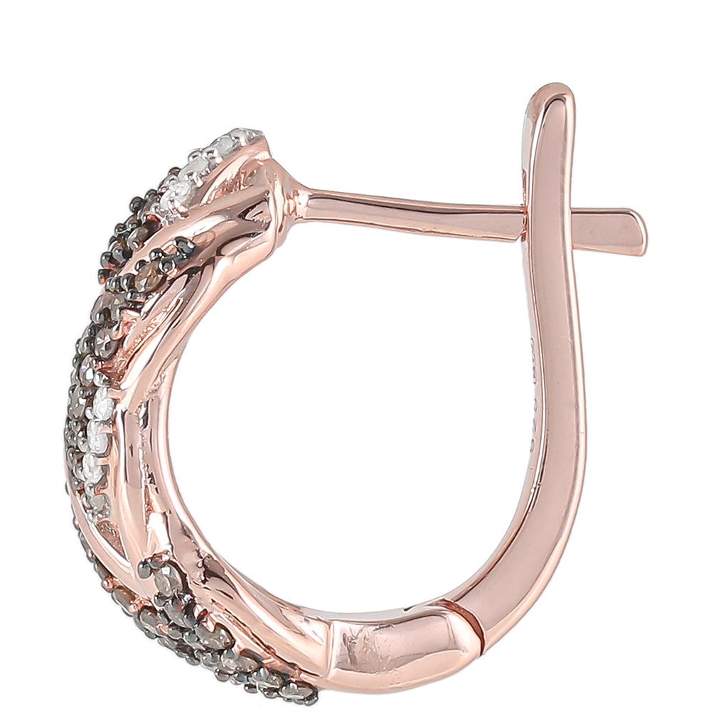 Pendientes de Plata Bañada en Oro Rosa con Diamante Champagne y Diamante blanco 4 