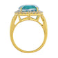 Anillo de Plata Bañada en Oro con Cuarzo Pavo Real y Topacio Blanco